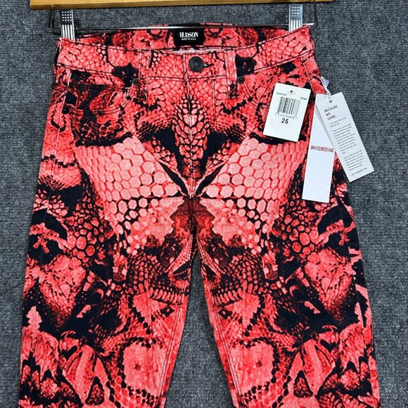 Hudson Jeans Womens 25 Nico Midrise Super Skinny Washed Red Cotton Stretch NEW - Picture 3 of 12